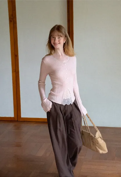 Wide Leg Pleated Casual Pants