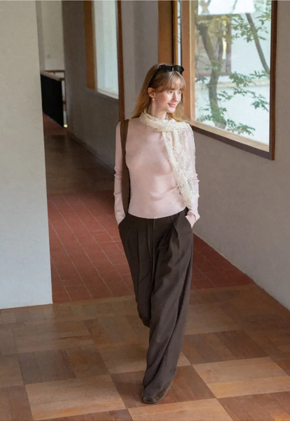 Wide Leg Pleated Casual Pants