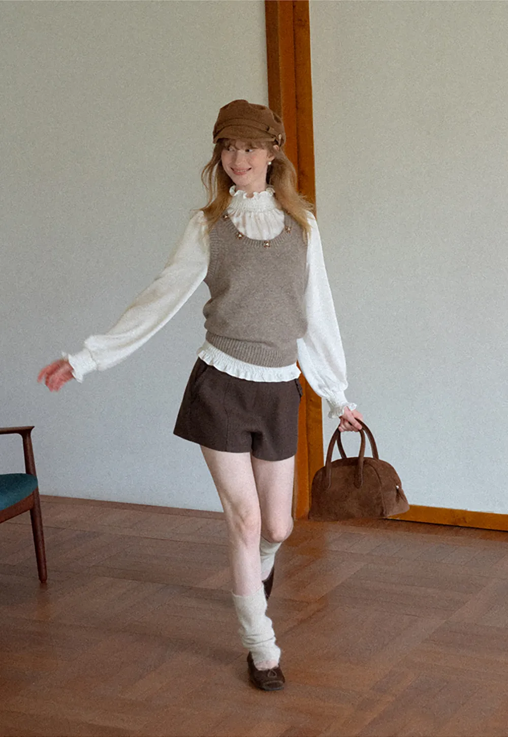 High Waist Pleated Shorts with Ruched Side Detail