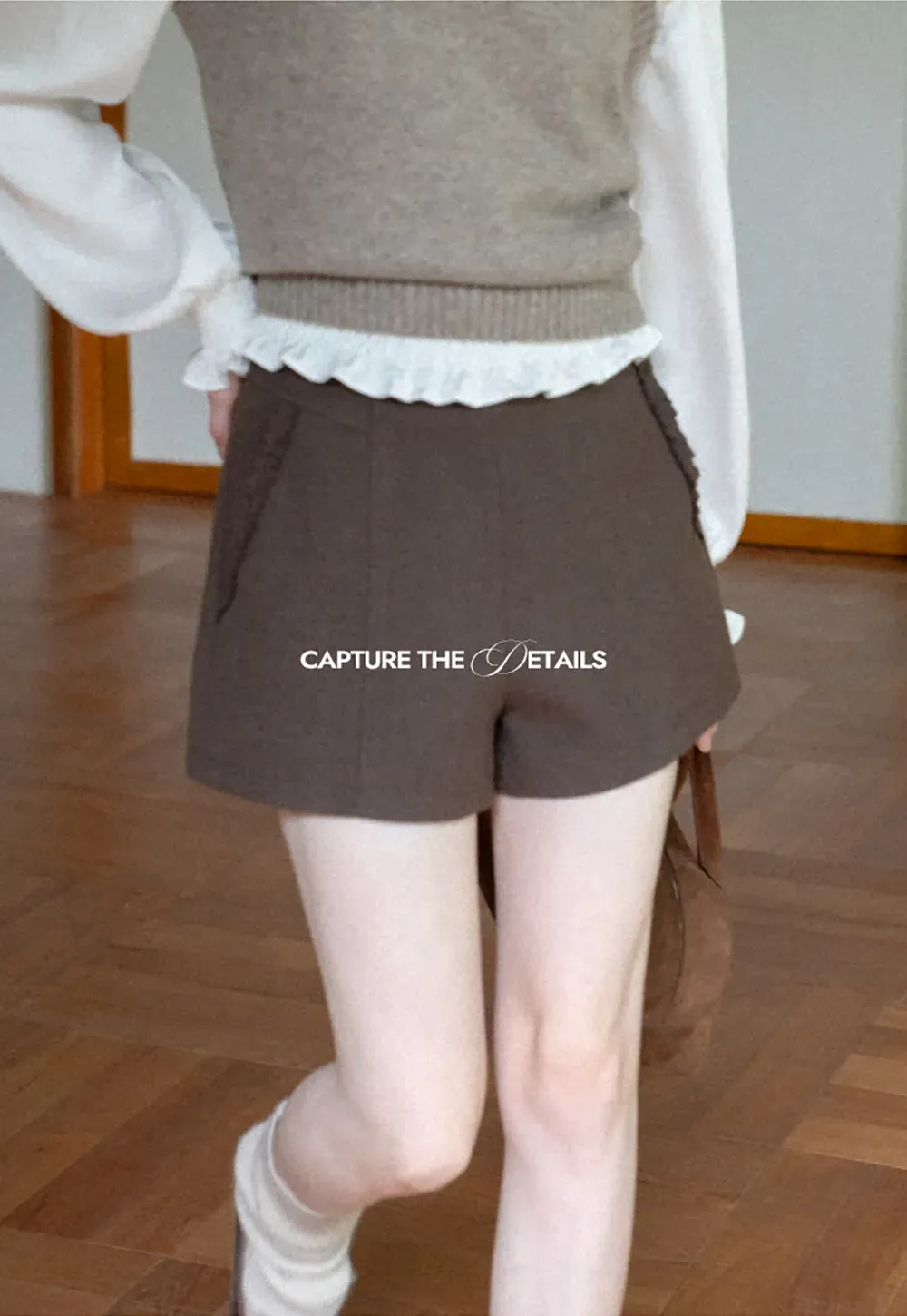High Waist Pleated Shorts with Ruched Side Detail