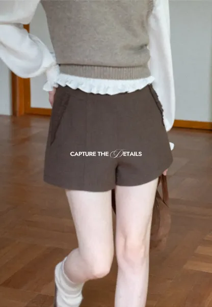High Waist Pleated Shorts with Ruched Side Detail