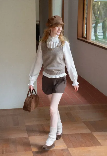 High Waist Pleated Shorts with Ruched Side Detail