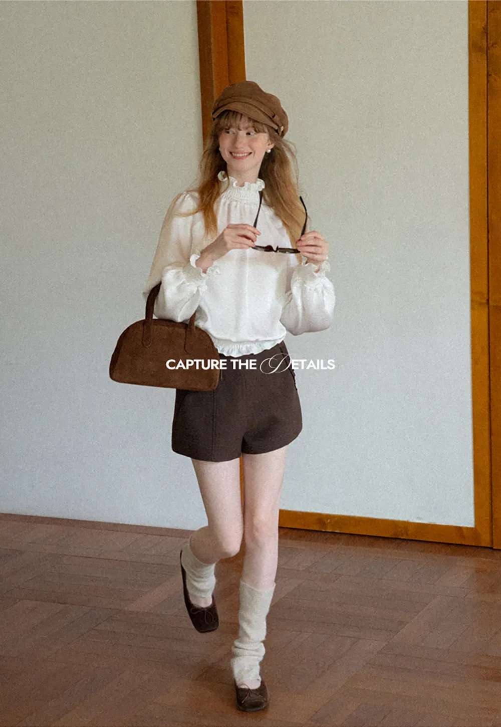 High Waist Pleated Shorts with Ruched Side Detail