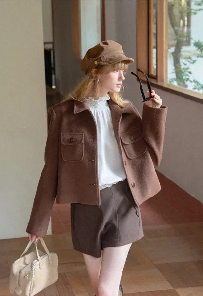 High Waist Pleated Shorts with Ruched Side Detail