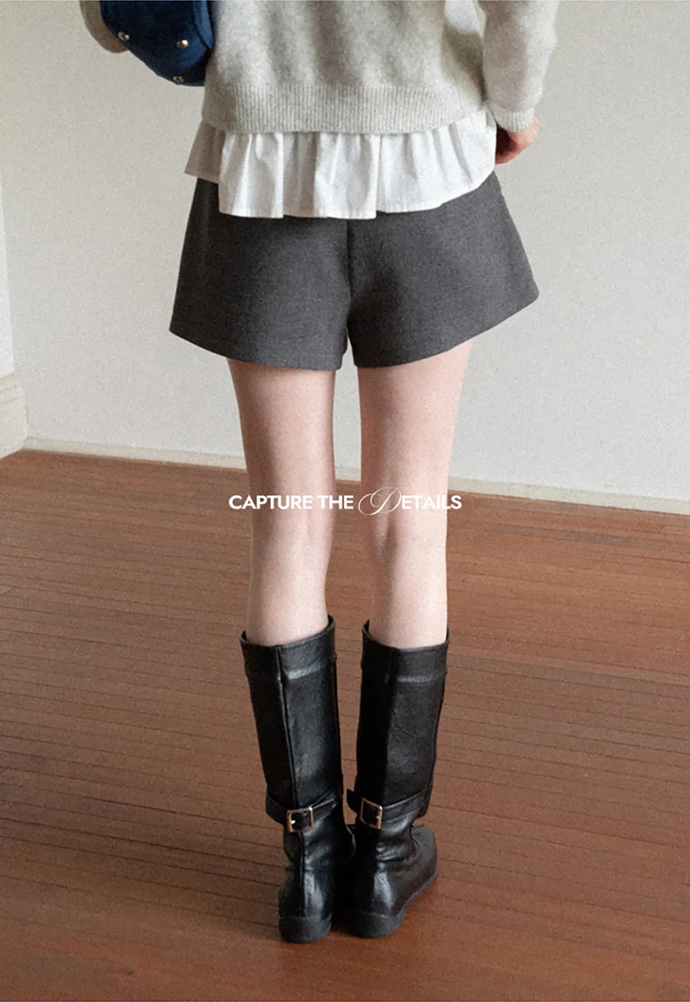 High Waist Pleated Shorts with Ruched Side Detail