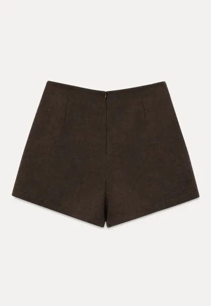 High Waist Pleated Shorts with Ruched Side Detail