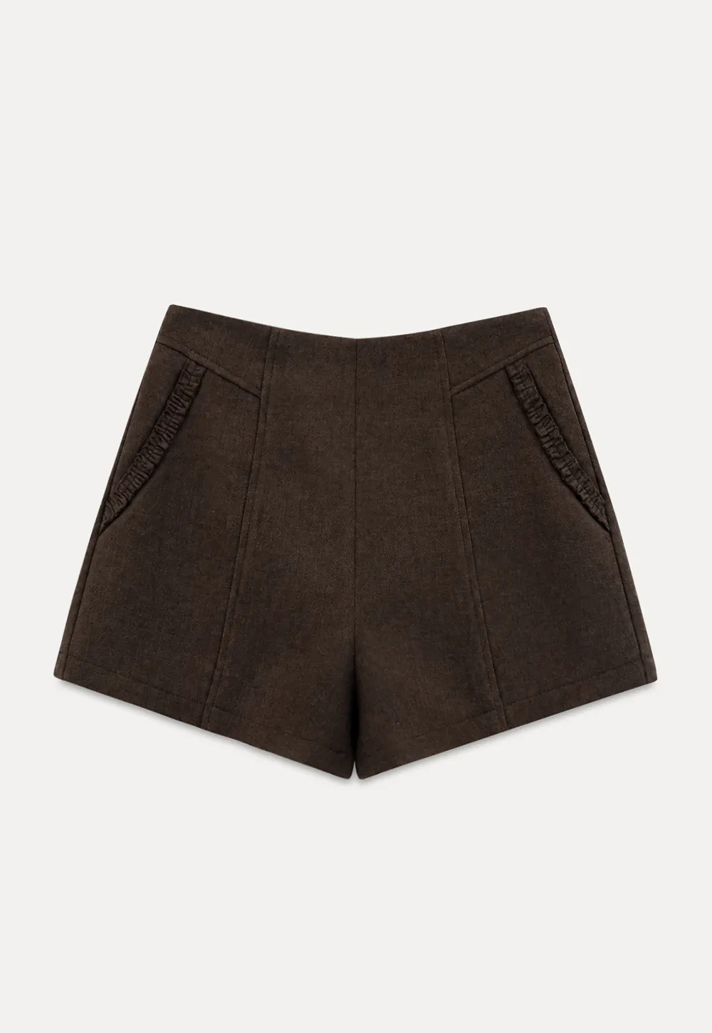 High Waist Pleated Shorts with Ruched Side Detail