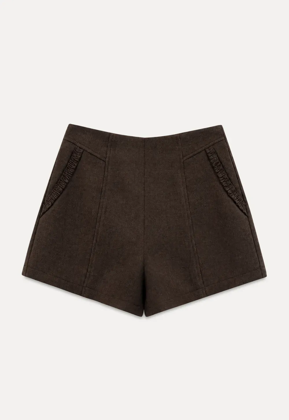 High Waist Pleated Shorts with Ruched Side Detail