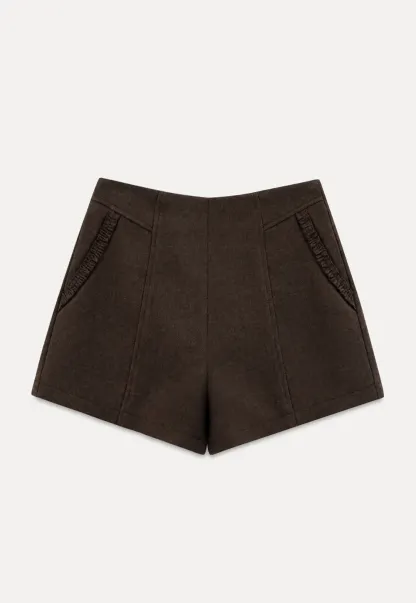 High Waist Pleated Shorts with Ruched Side Detail