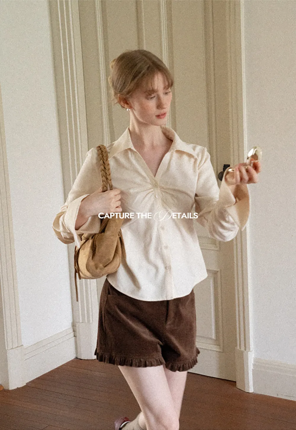 Ruffled Hem Corduroy Shorts