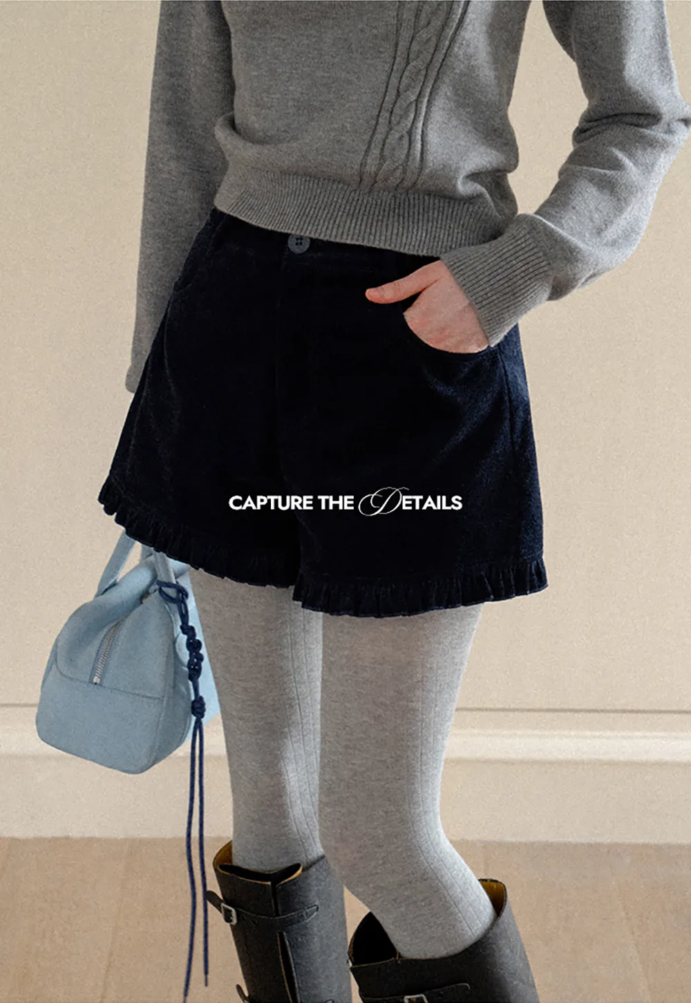 Ruffled Hem Corduroy Shorts