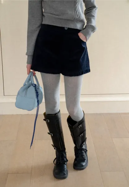 Ruffled Hem Corduroy Shorts