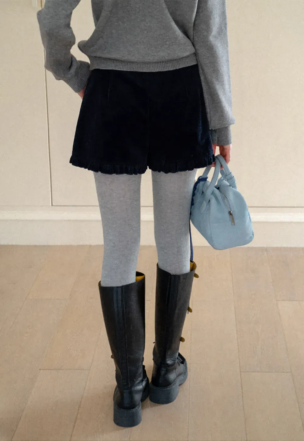 Ruffled Hem Corduroy Shorts