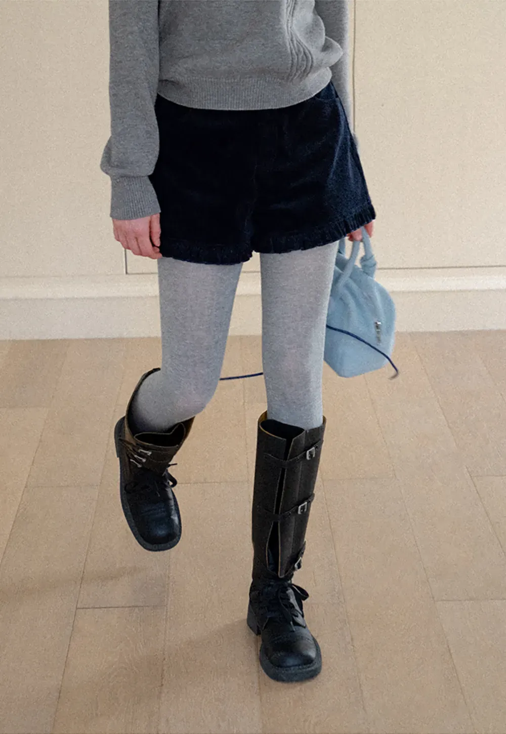 Ruffled Hem Corduroy Shorts
