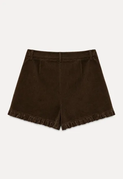 Ruffled Hem Corduroy Shorts