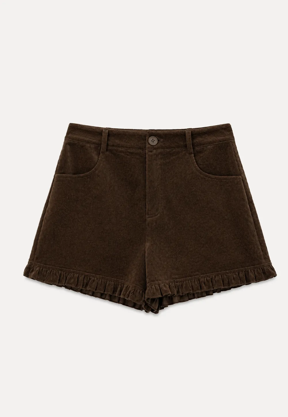 Ruffled Hem Corduroy Shorts