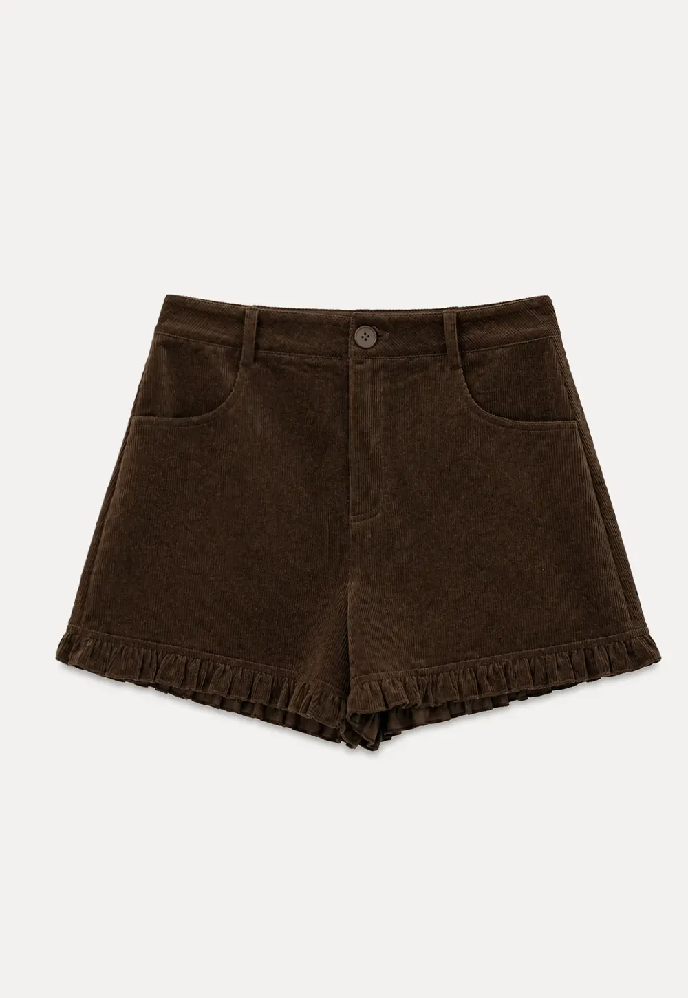 Ruffled Hem Corduroy Shorts