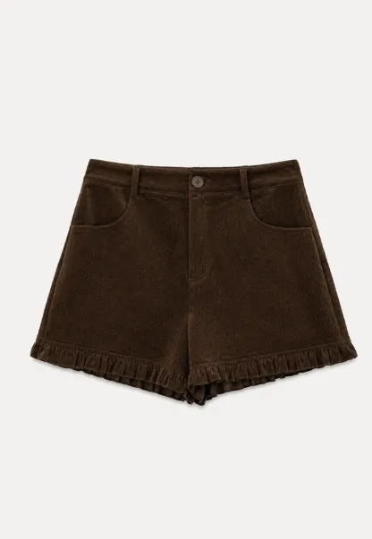 Ruffled Hem Corduroy Shorts