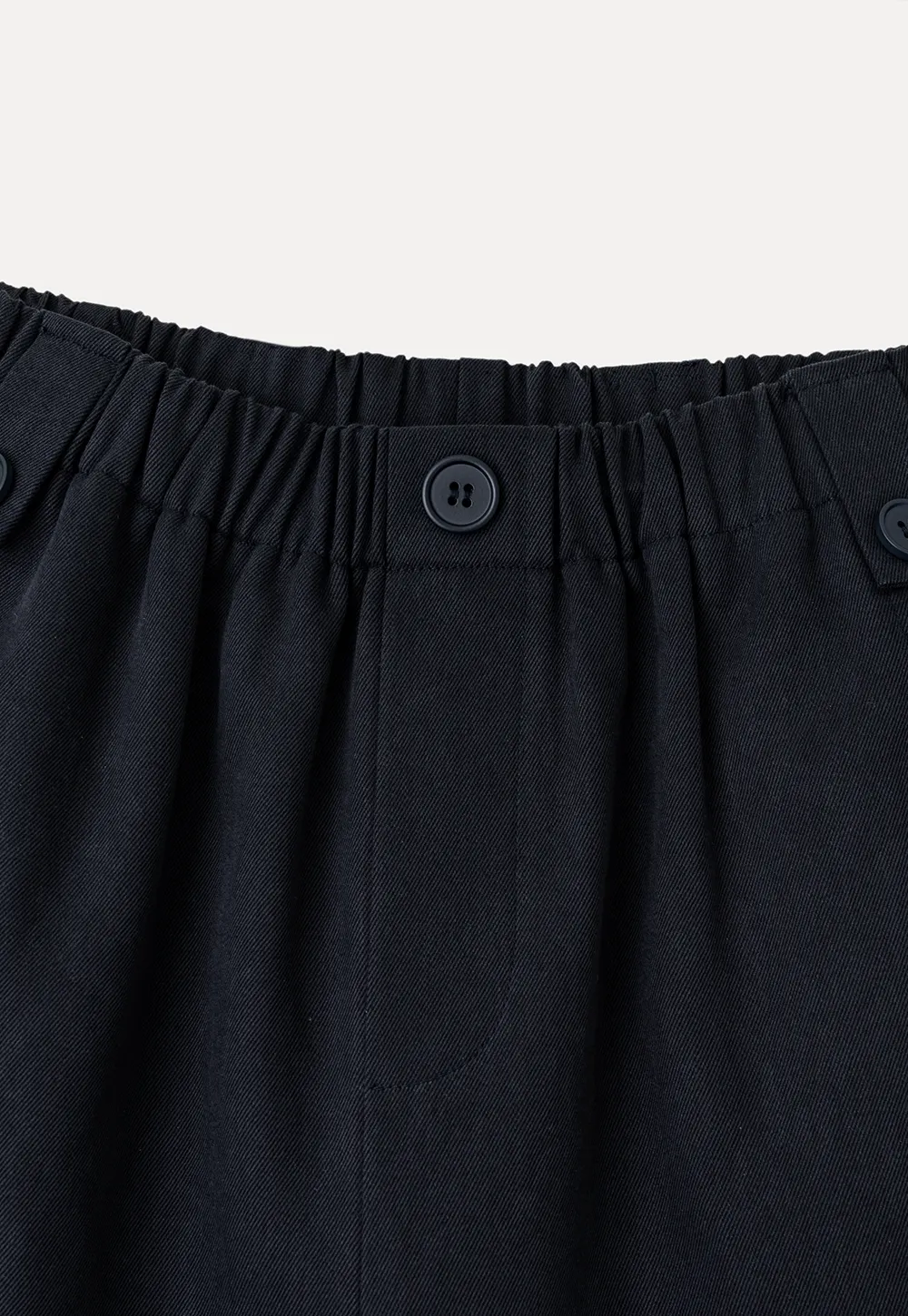 High Waist Elastic Waistband Wide Leg Casual Pants