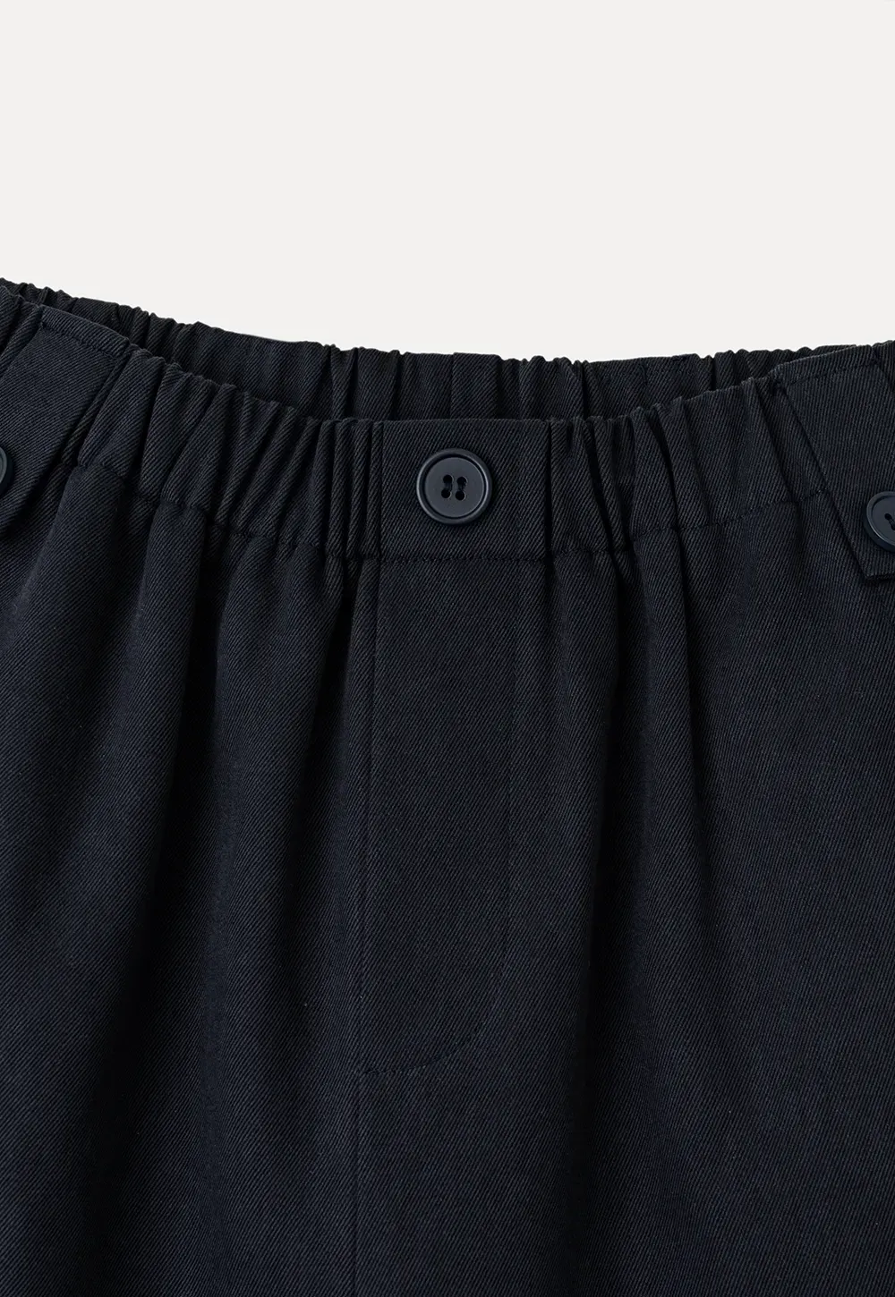 High Waist Elastic Waistband Wide Leg Casual Pants