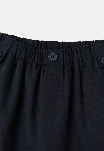 High Waist Elastic Waistband Wide Leg Casual Pants