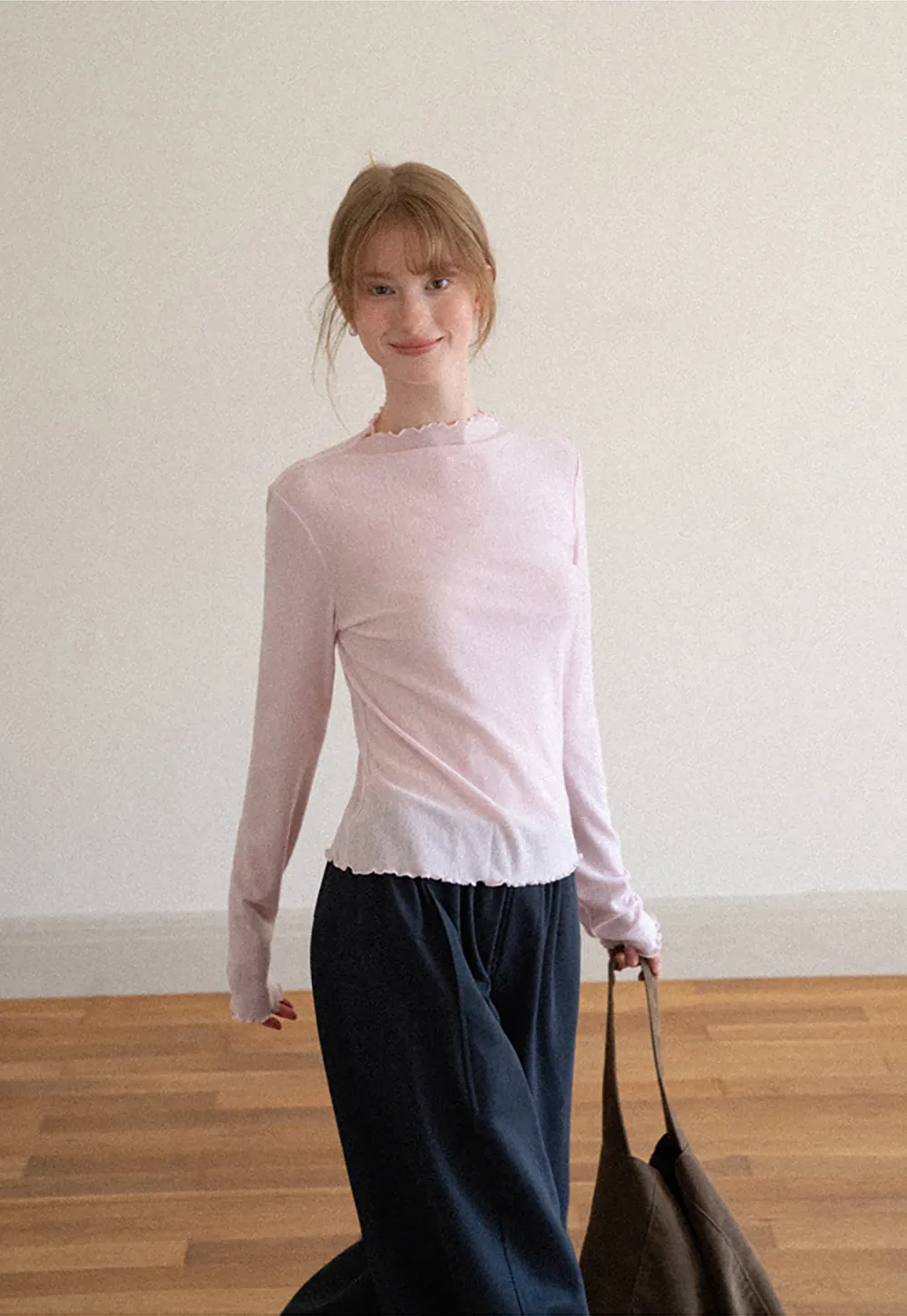 High Waist Elastic Waistband Wide Leg Casual Pants
