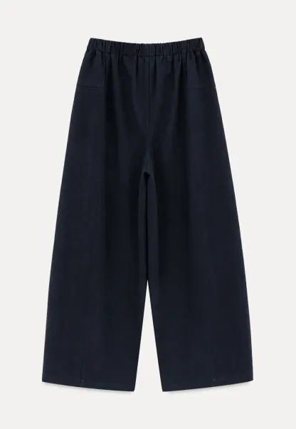 High Waist Elastic Waistband Wide Leg Casual Pants