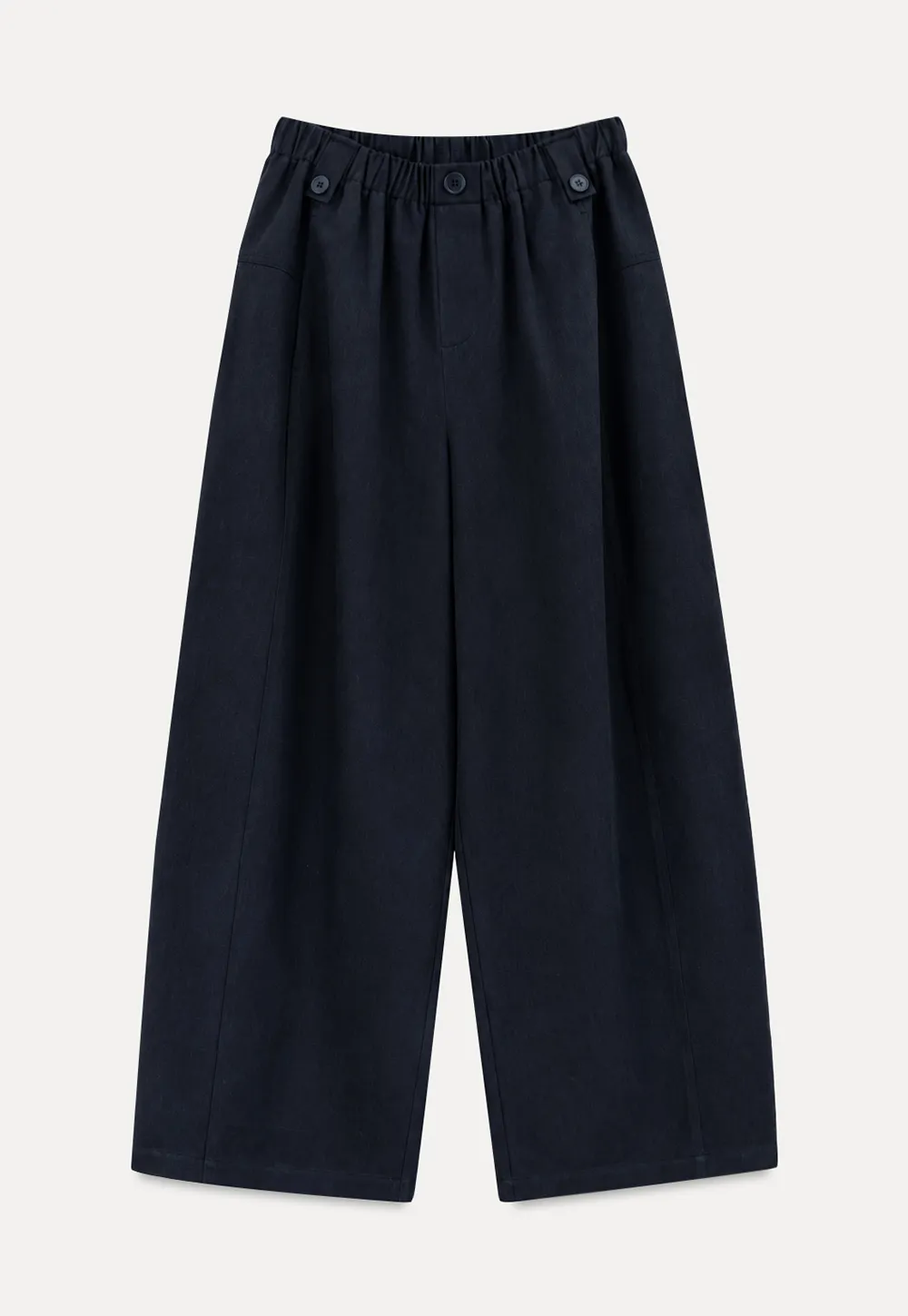High Waist Elastic Waistband Wide Leg Casual Pants