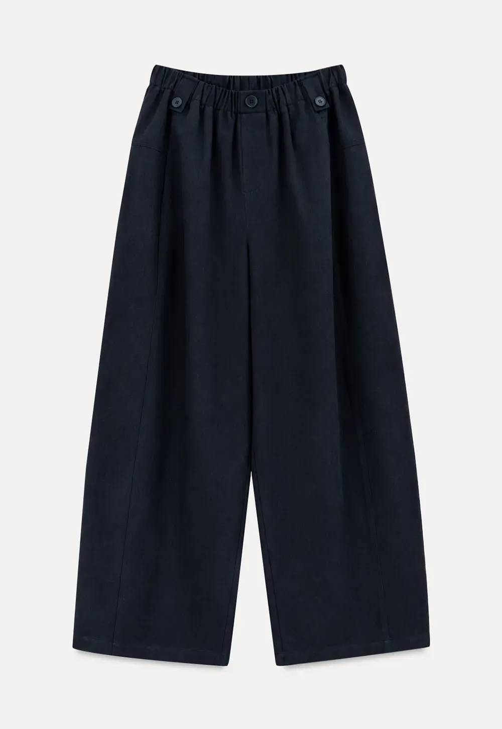 High Waist Elastic Waistband Wide Leg Casual Pants