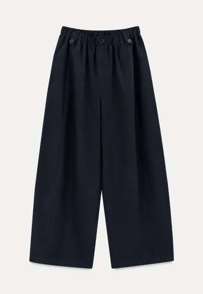 High Waist Elastic Waistband Wide Leg Casual Pants