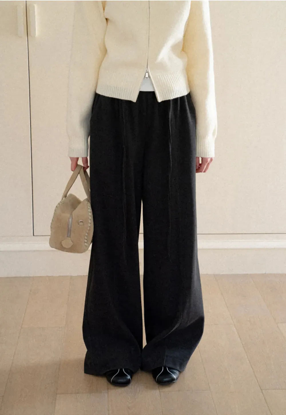 High Waist Drawstring Wide Leg Casual Pants