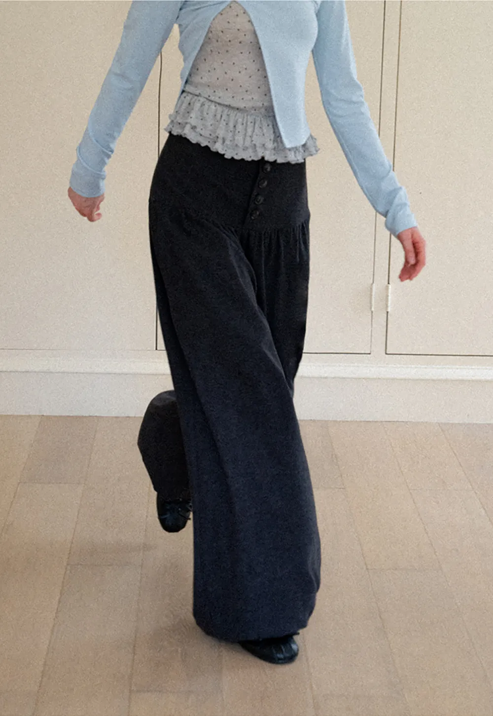 High Waist Wide Leg Pleated Casual Pants