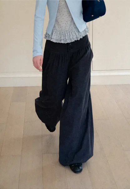 High Waist Wide Leg Pleated Casual Pants