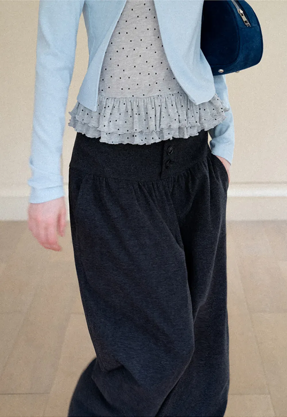 High Waist Wide Leg Pleated Casual Pants