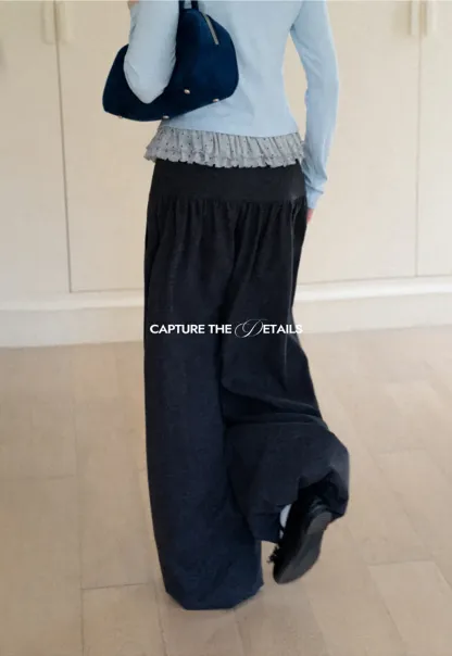 High Waist Wide Leg Pleated Casual Pants