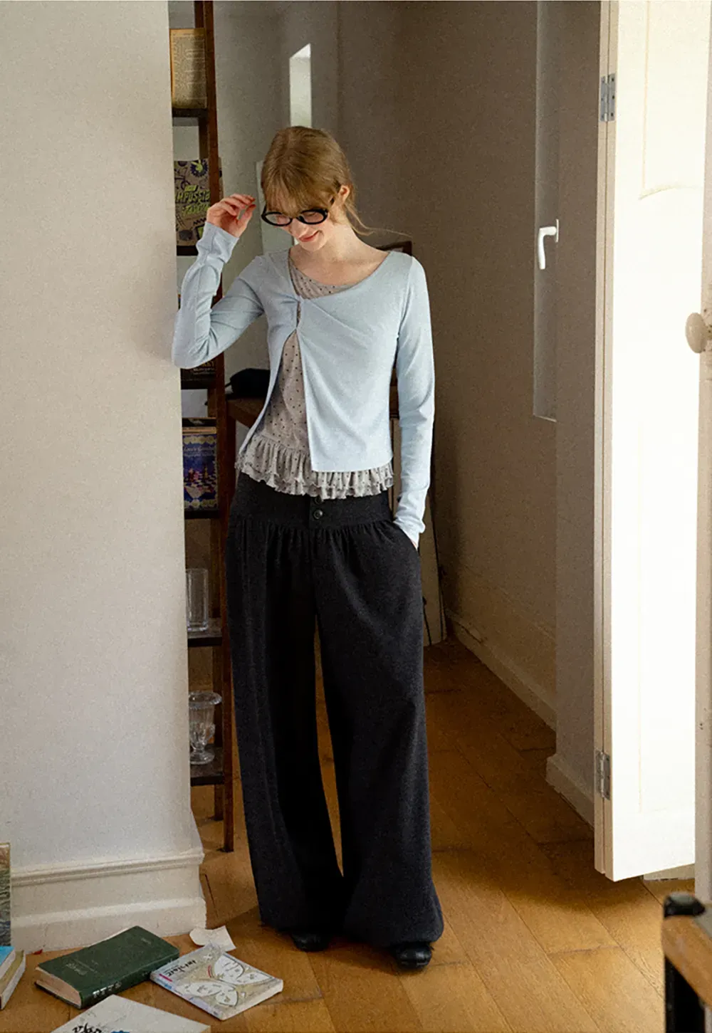 High Waist Wide Leg Pleated Casual Pants