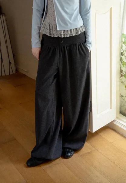 High Waist Wide Leg Pleated Casual Pants