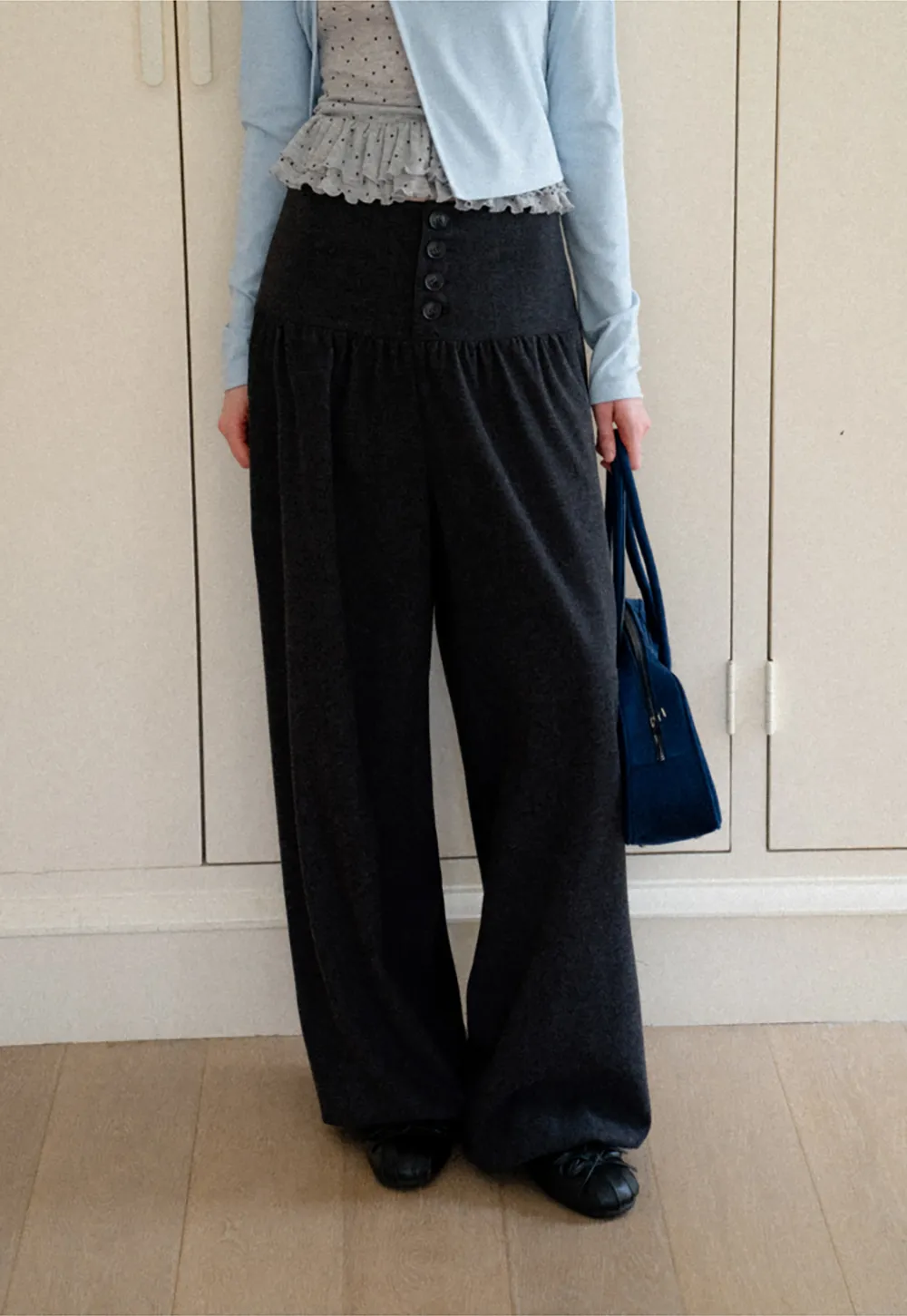 High Waist Wide Leg Pleated Casual Pants