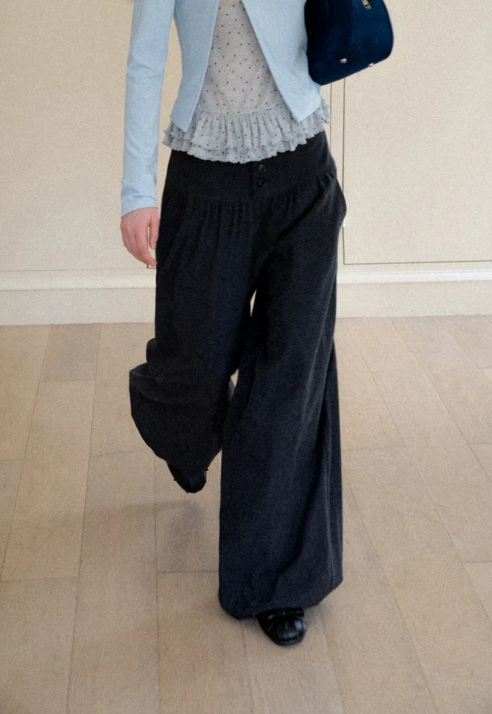High Waist Wide Leg Pleated Casual Pants