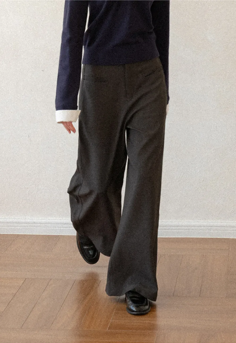 Lace Trim High Waist Wide Leg Casual Pants