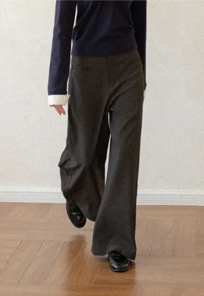 Lace Trim High Waist Wide Leg Casual Pants