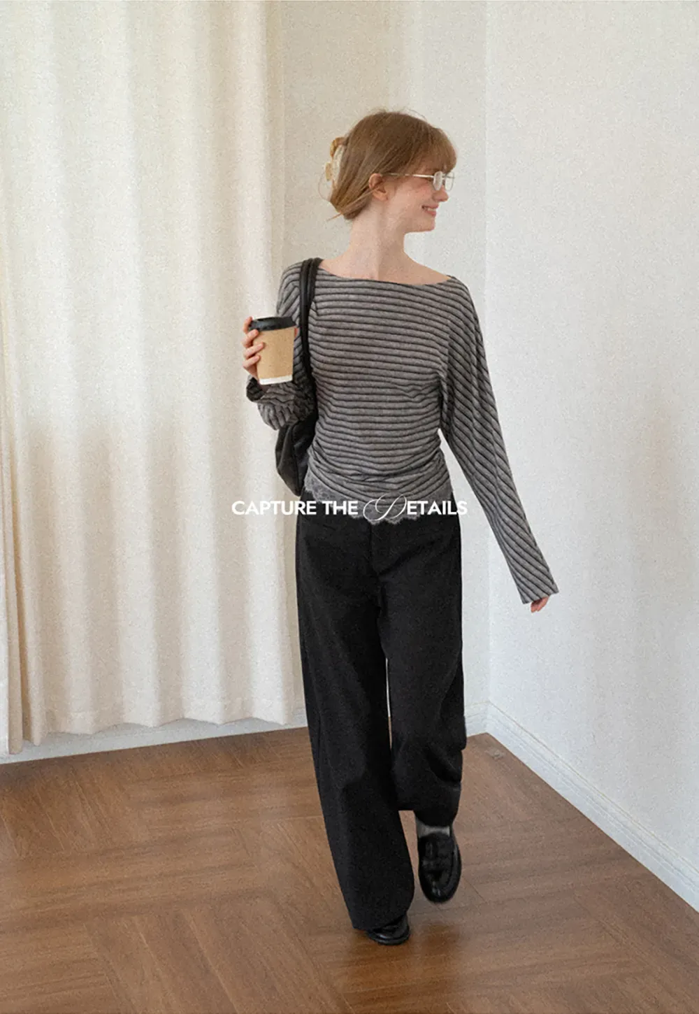 Lace Trim High Waist Wide Leg Casual Pants