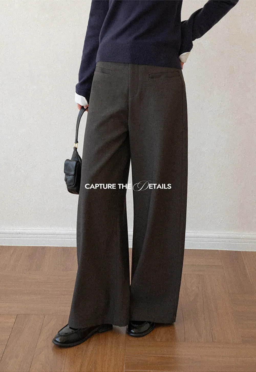Lace Trim High Waist Wide Leg Casual Pants