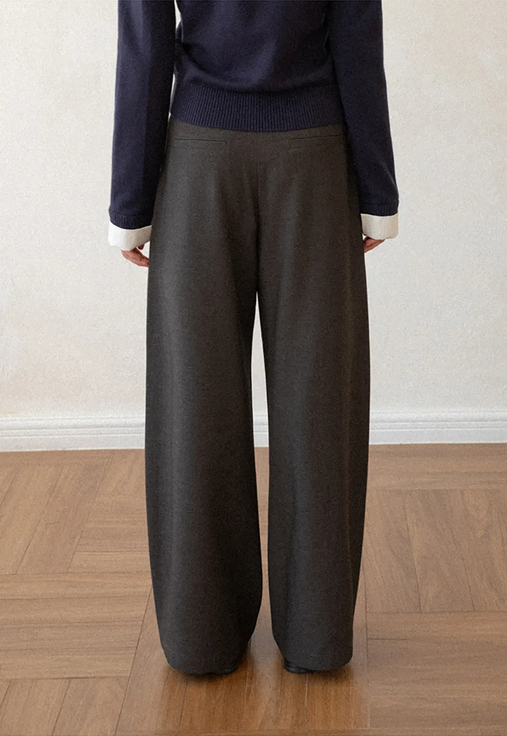 Lace Trim High Waist Wide Leg Casual Pants