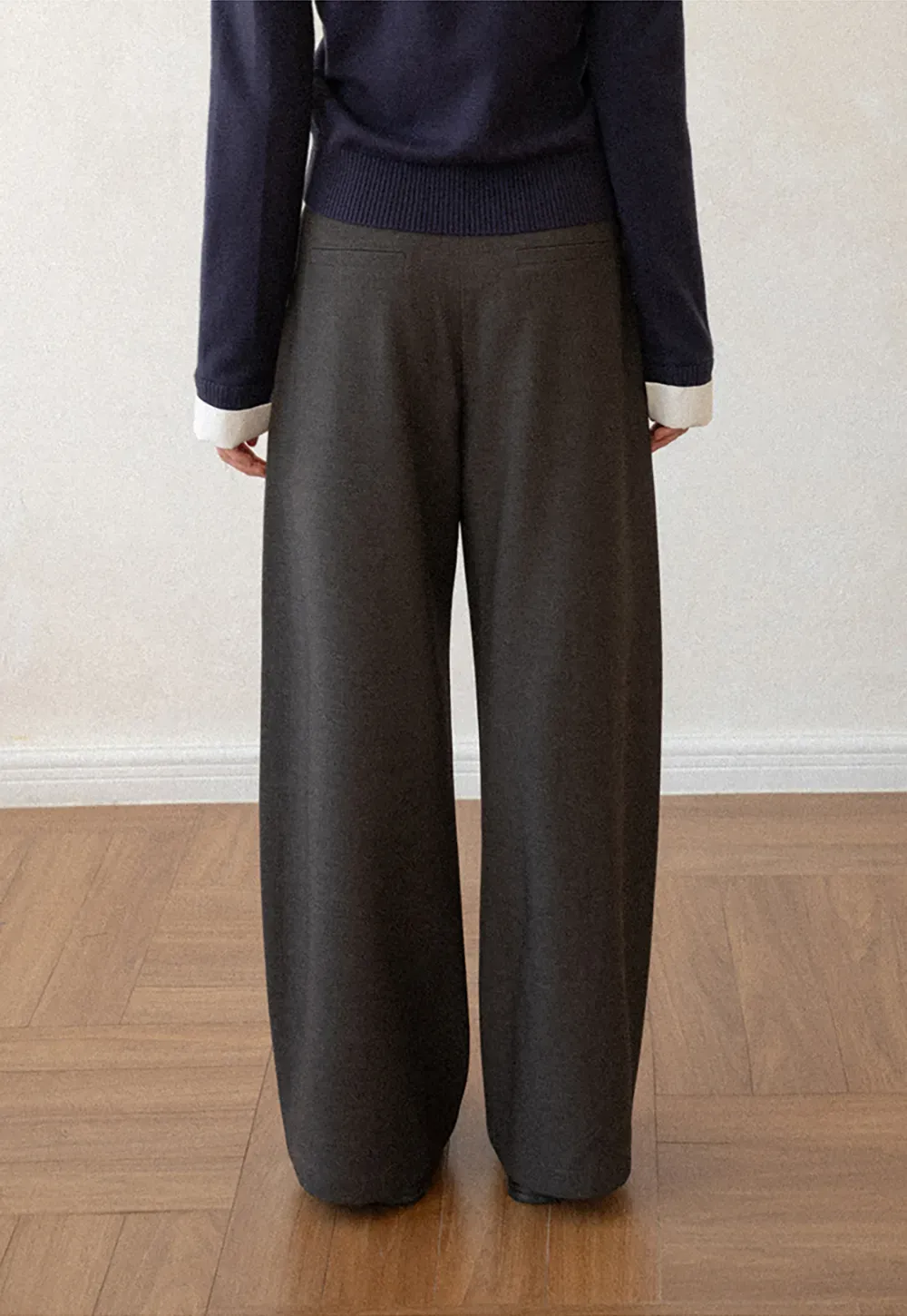Lace Trim High Waist Wide Leg Casual Pants