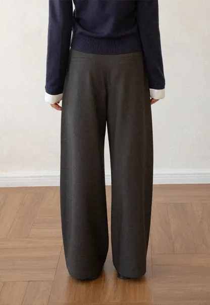 Lace Trim High Waist Wide Leg Casual Pants