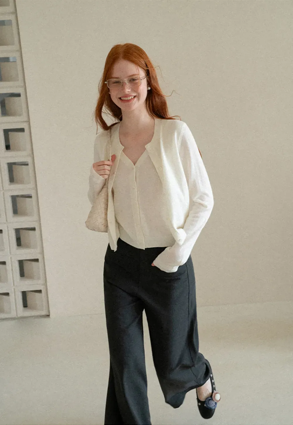 Lace Trim High Waist Wide Leg Casual Pants