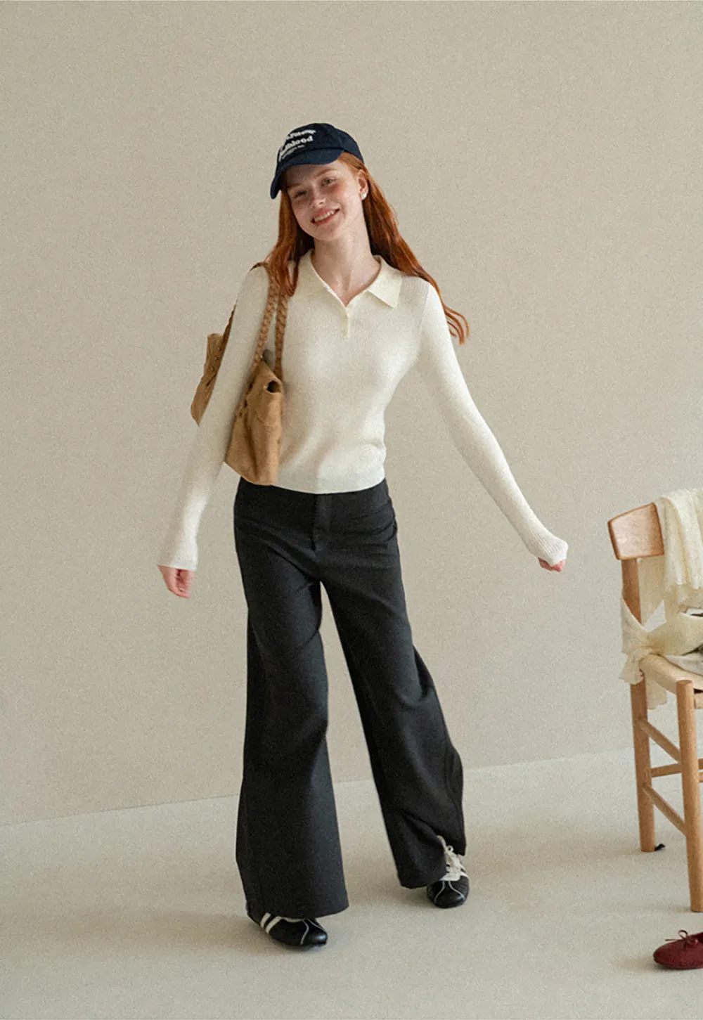 Lace Trim High Waist Wide Leg Casual Pants