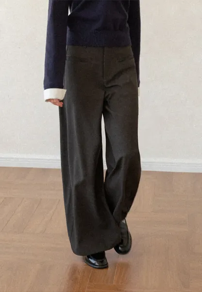 Lace Trim High Waist Wide Leg Casual Pants