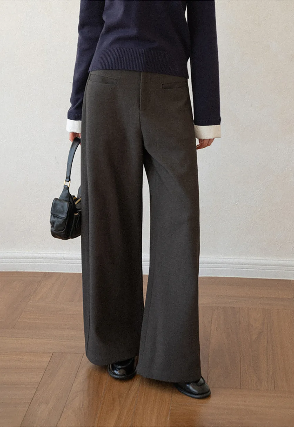 Lace Trim High Waist Wide Leg Casual Pants